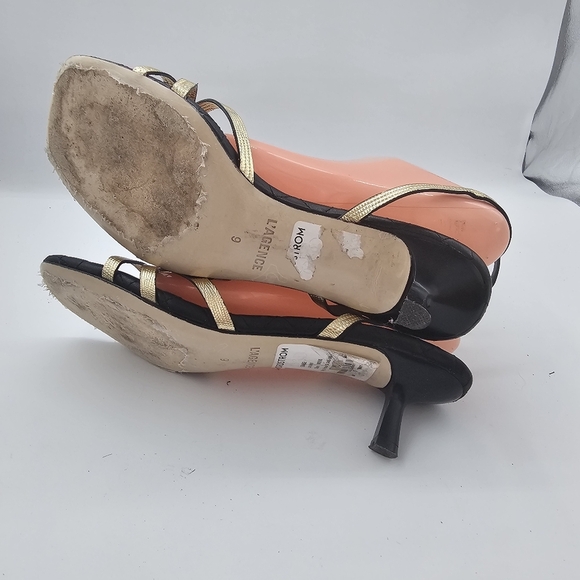 L'AGENCE Genette Ankle Strap Kitten Heel Sandal Gold Metallic Size 9 MSRP $345 - Picture 6 of 14